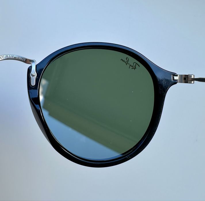Ray Ban RB2447 Round Fleck Black G15 зелен Made in Italy Оригинал
