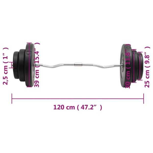 Set halteră cu greutăți 60kg vidaXL