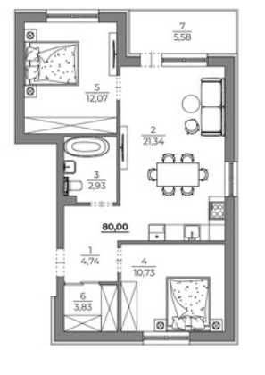 Продава се Тристаен апартамент в к.к. Св.Св. Константин и Елена - 80 кв.м за 714 €/кв.м - Снимка #1