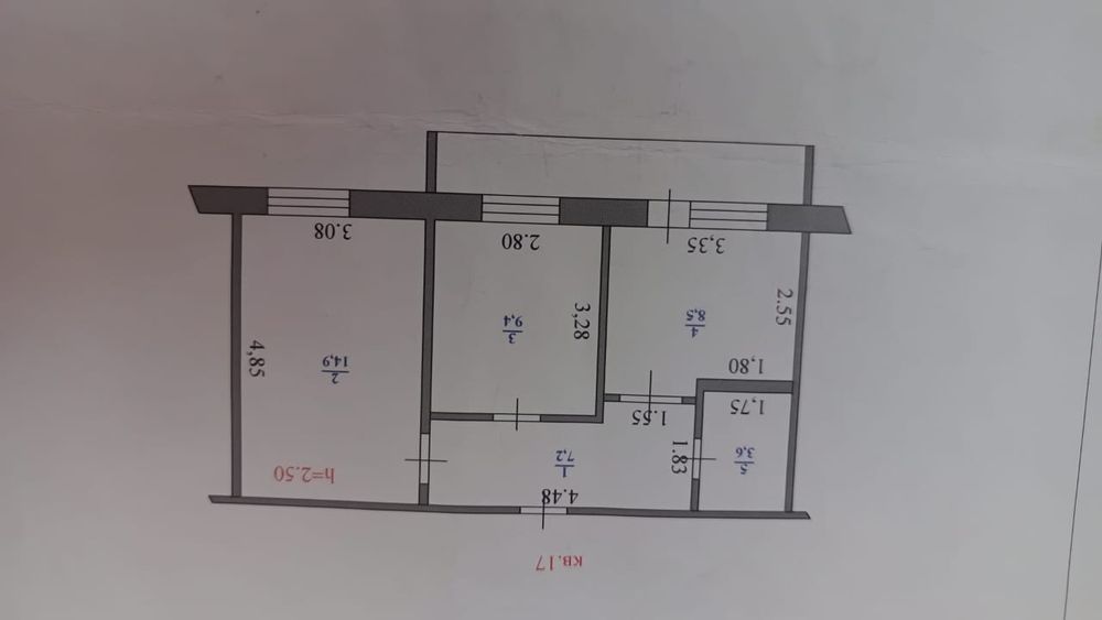 Продам 2 комн.кв  Алтын алма 14млн