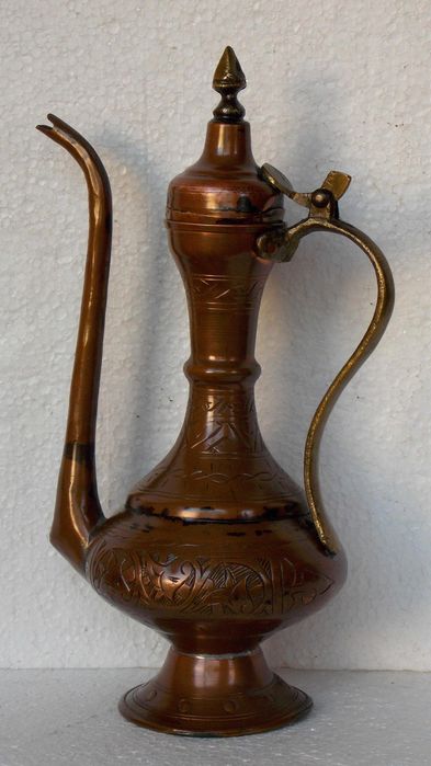 vas vechi 28 cm cupru bronz lucrat manual antichitati arta statueta