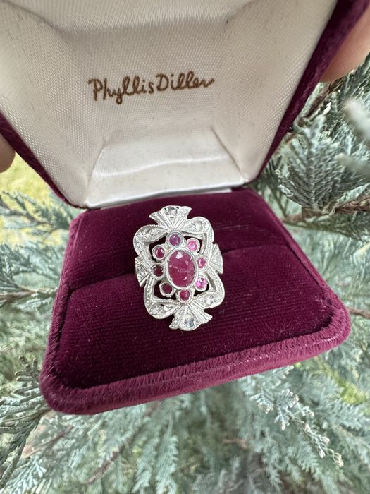 Inel din aur, argint, rubine si cubic zirconia