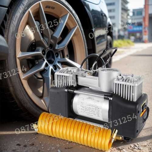 Компресор за Гуми с Две Бутала 12V в Куфар с Комплект Инструменти