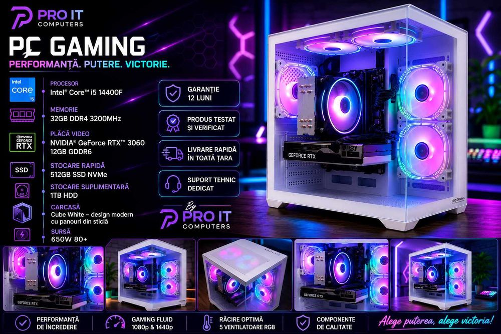 Calculator Gaming I5 14400F, 32GB DDR4, RTX 3060 12GB DDR6, 512 Nvme