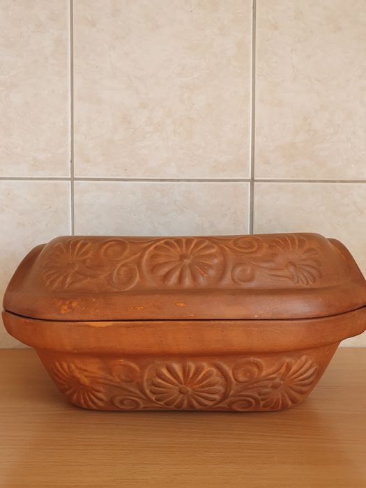 Oală de lut cu capac pentru cuptor