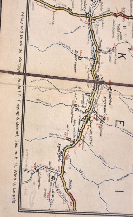 Hartă originală interbelică pe pânză Freytag & Berndt cca 1930 Germania / Europa Centrală.