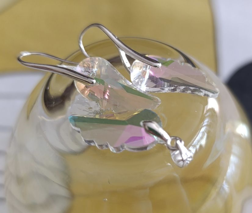 Обици и висулка ""Ангелски криле"