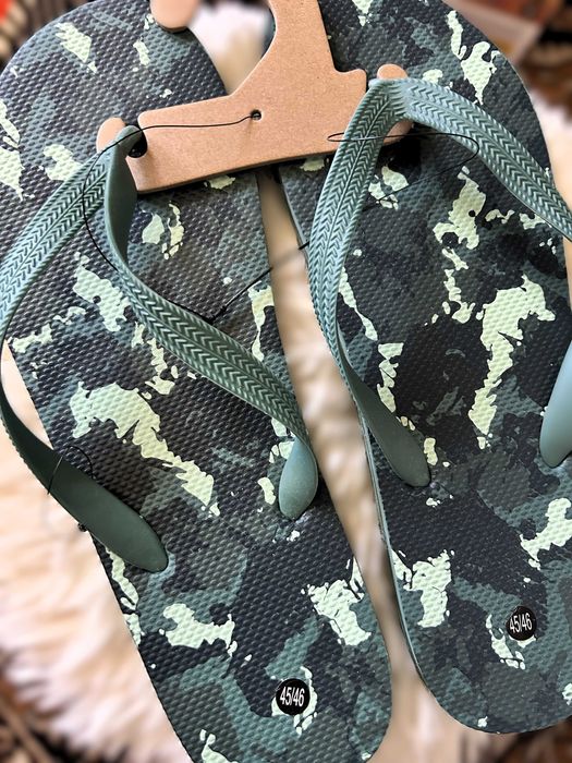 Papuci plaja Inextenso barbati 45/46, verde, camuflaj