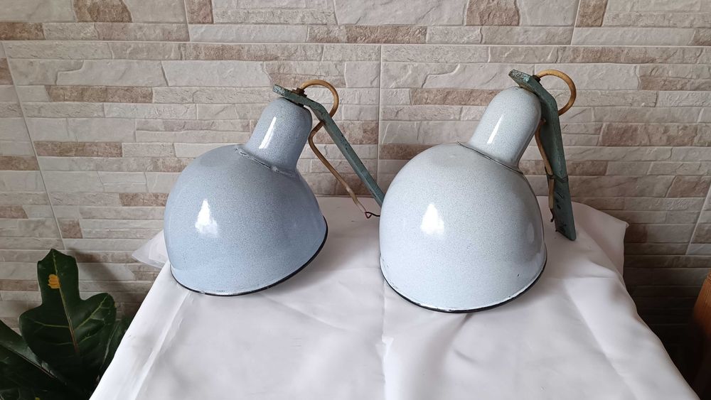 Комплект стари емайлирани лампи за стена или таван - №9 - Антика