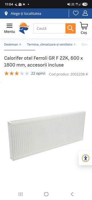 Calorifer Ferroli 180x600