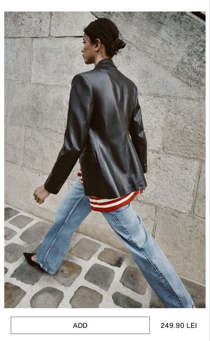 Sacou piele ZARA negru piele ecologica