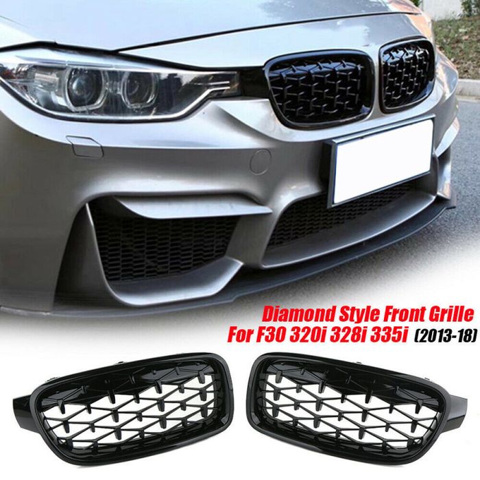 Бъбреци Решетки за BMW 3-та серия 2012-2018 F30 F31 Diamond Style Чер