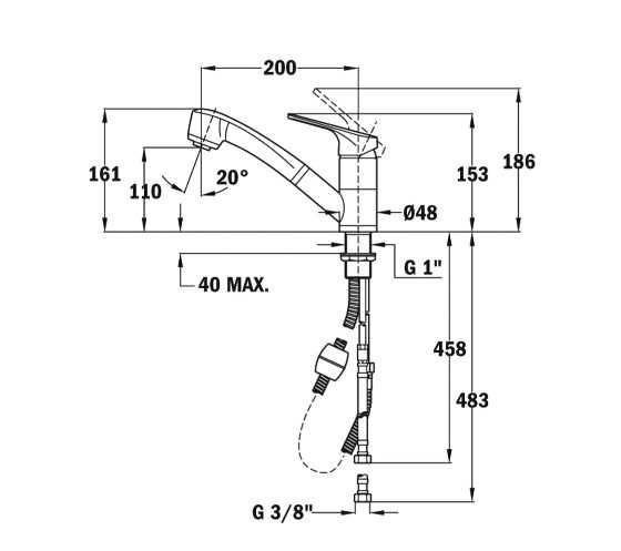 Baterie de bucătărie cu duș extractibil TEKA MTP 978 (SAND BEIGE)