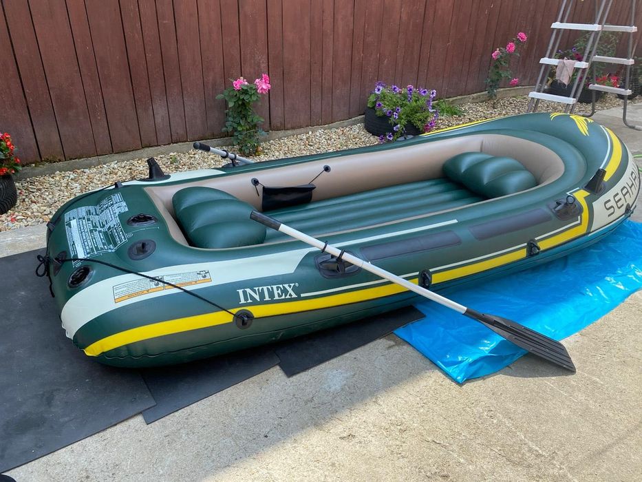 Barcă gonflabilă Intex Seahawk 4 + 2 veste de salvare + vâsle | 4 persoane