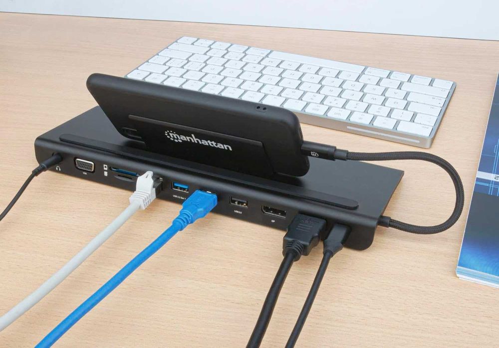 Docking station Manhattan USB-C 11 în 1- USB C la 4K HDMI/DP,1080p VGA