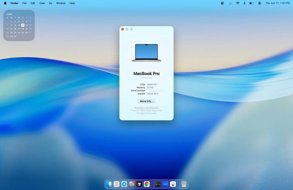 Macbook pro m5 14inch, 32/1tb silver