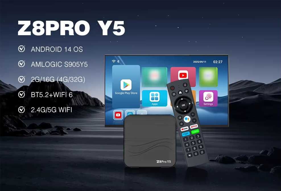 Новая ТВ-приставка 2026 года на чипе Amlogic Y5 Z8pro Y5  4/32