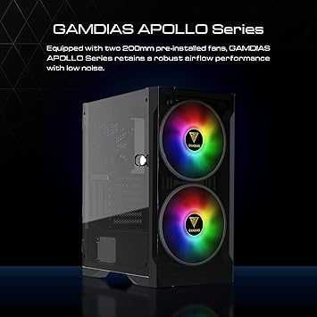 Carcasă PC de gaming GAMDIAS APOLLO E2 Elite, carcasă ATX, panou din sticlă securizată