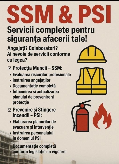 Serviciu extern prevenire și protecție  SSM, PSI/SU