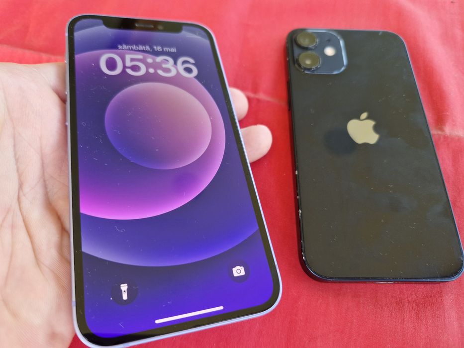 -Iphone 12Mini Black Purple 128Gb-64Gb 4Ram Bat: 78%-77% stare foarte buna poze reale doar telefonul nici o reparatie/interventie nici o res