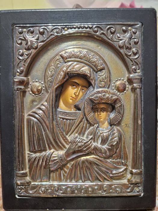 Уникална сребърна антикварна икона със сертификат