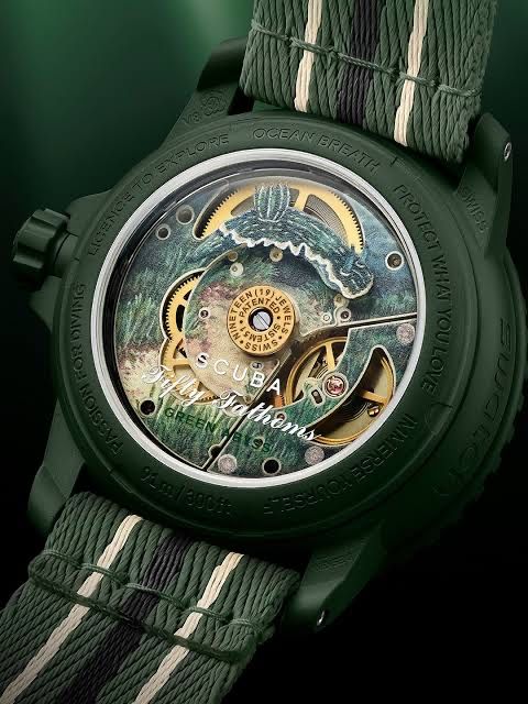 Часовник Blanpain Swatch Green Abyss Fifty Fathoms