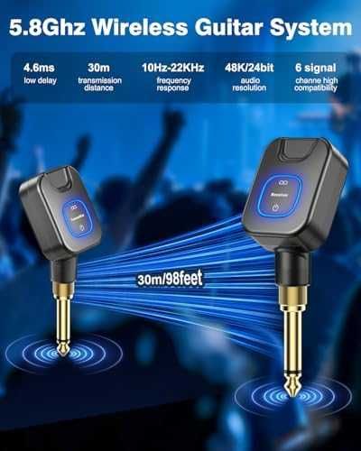 Нов Безжичен предавател и приемник за китара бас 5.8G 24bit с кутия