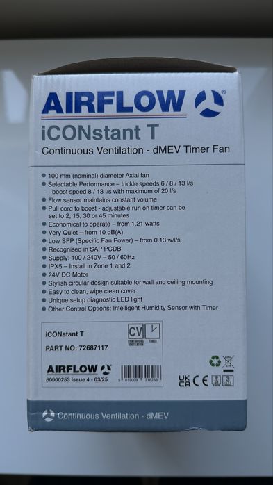 Ventilator Airflow iCONstant T - dMEV Timer Fan