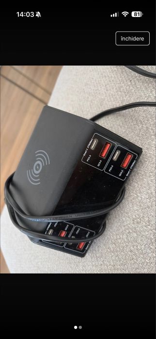 Statie incarcare wireless 4usb 4usb c si wireless charger
