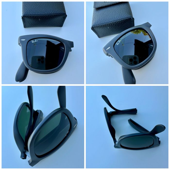 Ray Ban RB4105 Folding Wayfarer/G15 Green/Matte/Made in Italy
