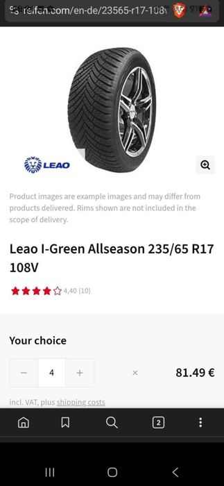 Vând 4 anvelope M+S 236/65 r17 108V