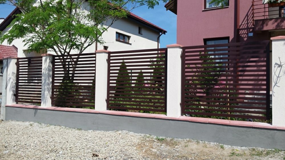 Gard din sipca metalica, fier forjat, tablă, BCA, plasă, jaluzele