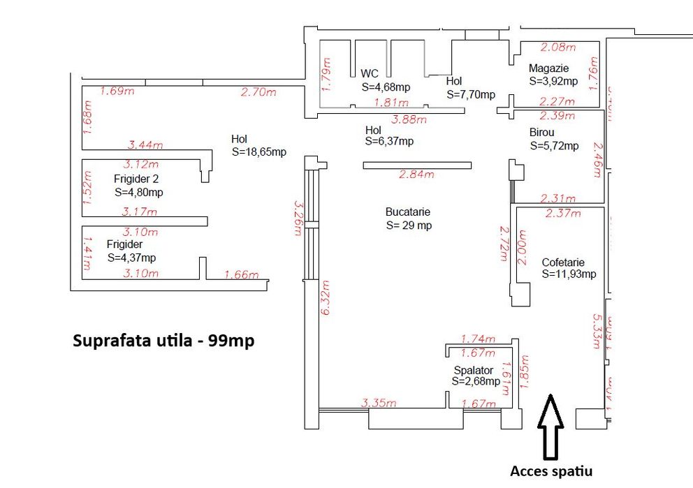 Spatiu comercial, Tudor, Sarguintei, 99mp + 30 mp terasa, vitrina .