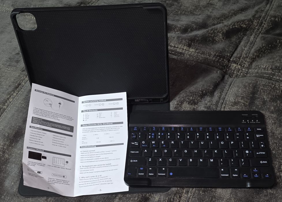 Husă NOUĂ tabletă cu tastatură Bluetooth wireless – compatibilă iOS Android Windows