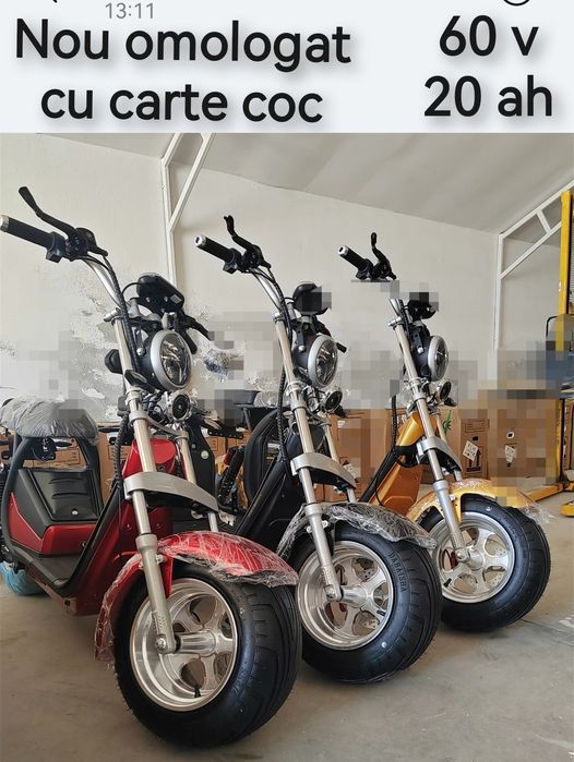 Scuter electric nou Tip Harley cu furca dubla nichelata