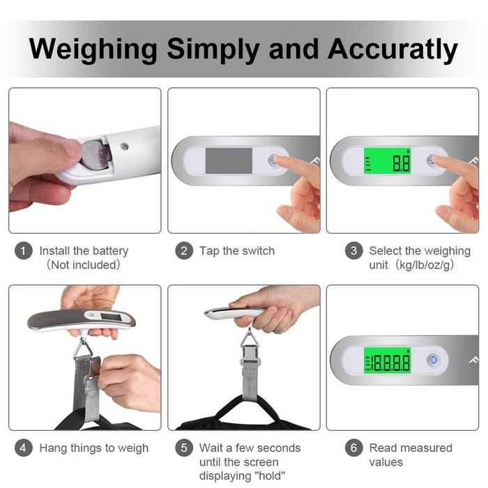 Cântar Digital de Bagaje Flintronic, Portabil, Maxim 50kg