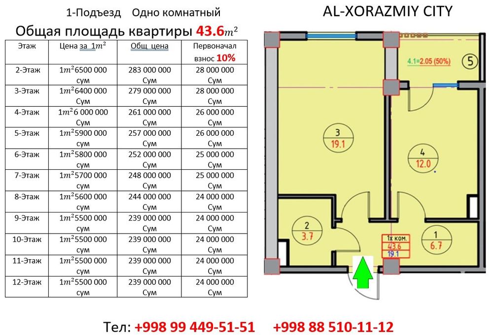 3 500 млн дан 12 каватли дом Урганс сити