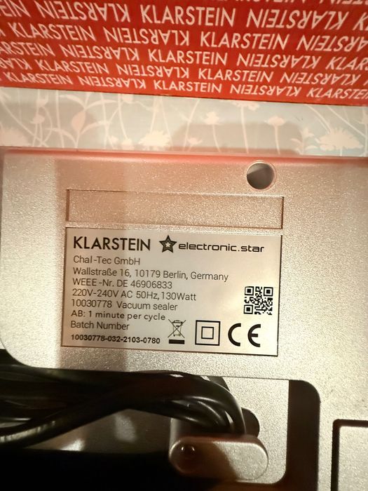 Aparat vidat alimente slim Klarstein Germany