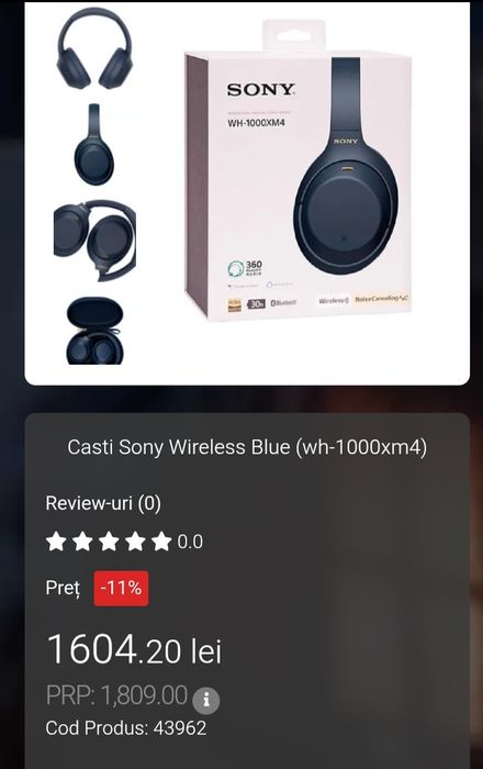 Sony WH-1000XM4 Fără fir / Cu fir Over Ear Căști cu 30 ore de Funcțion