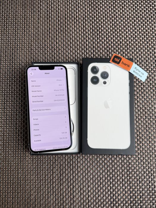 100% iPhone pro 128 silver*ЛИЗИНГ 15€/м айфон 13 про 128