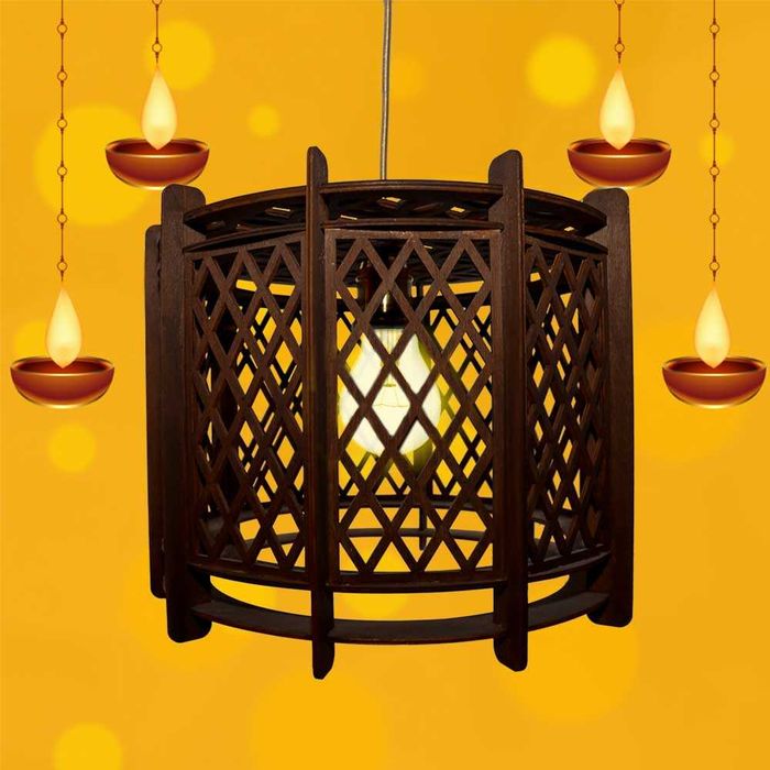 Lustra din lemn, handmade, maro, 35 cm