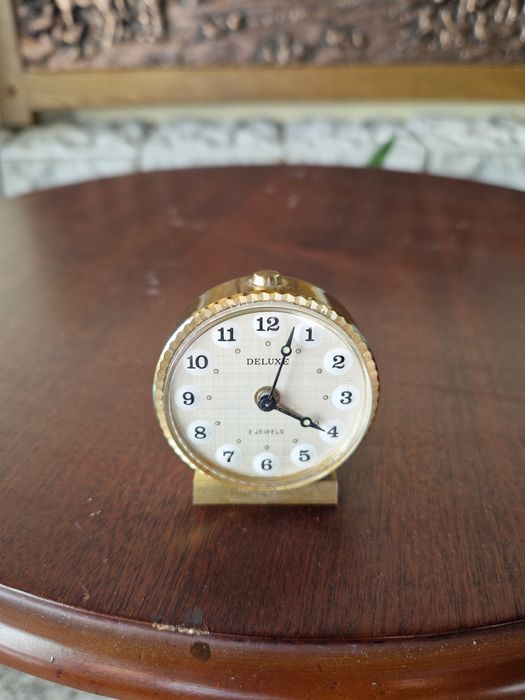 Рядък антикварен колекционерски бронзов мини будилник Deluxe