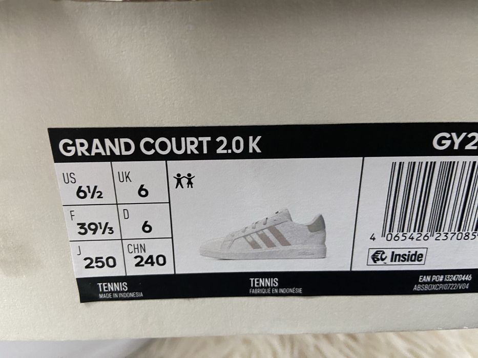 Adidas  39 !  Grand Court 2.0, Alb, Roz Noi !