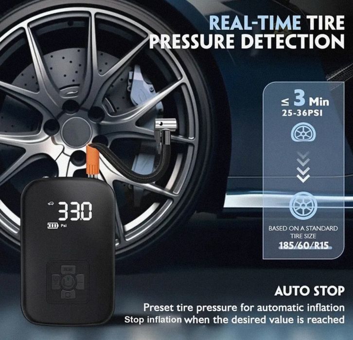 Портативный беспроводной автомобильный воздушный компрессор,