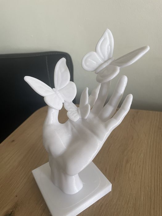 Decor mână cu fluturi 3D - Alb
