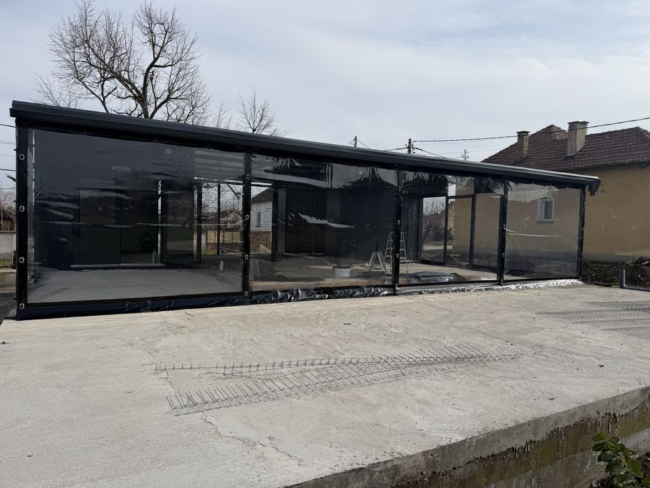 Ветроупорни завеси,тенти сенници перголи винил кристал обков ветробран