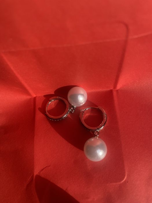Cercei argint si perle sintetice