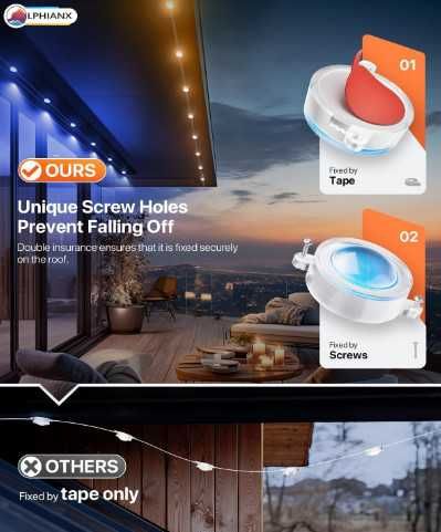 Интелигентни външни светлини LPHIANX, 30 м, 80 LED, RGB смарт