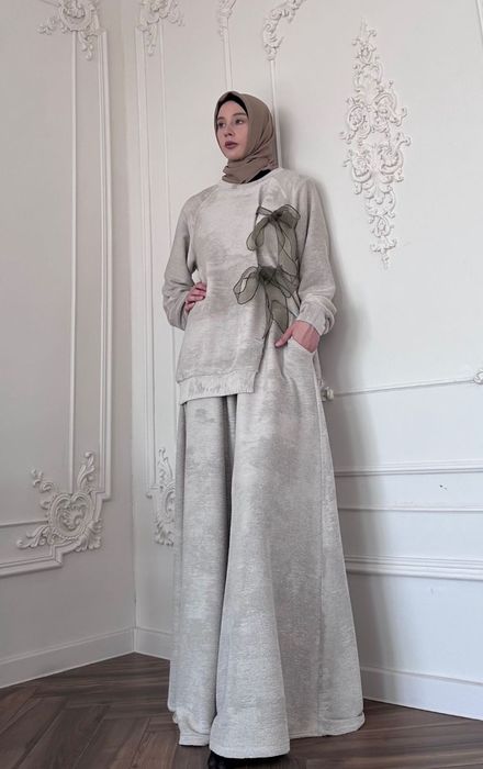 Двойка с широкими брюками теплый