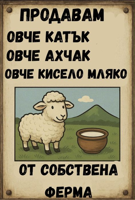 Овче катък ахчак и кисело мляко от собствена ферма